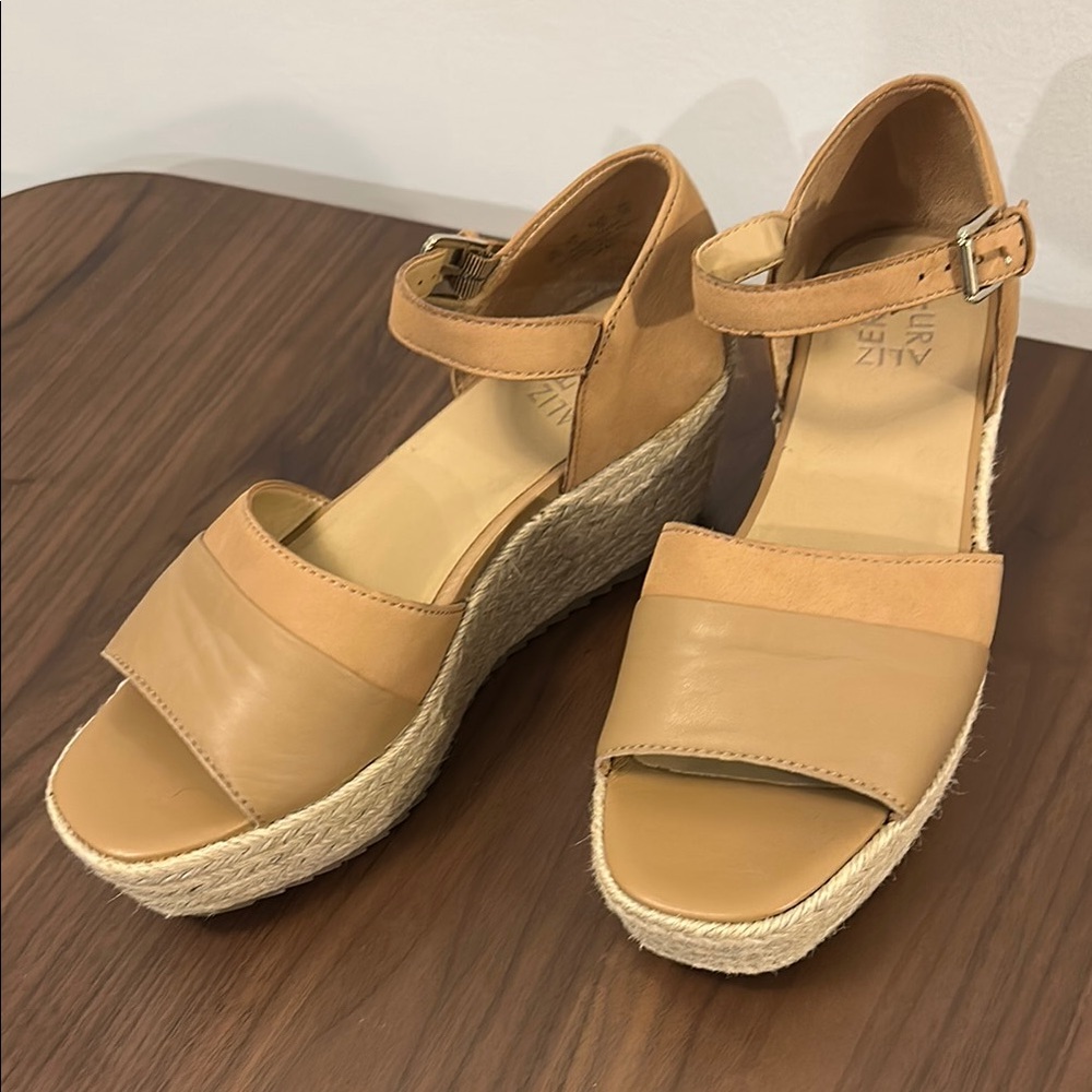 Naturalizer Leather and Suede Flatform Espadrilles